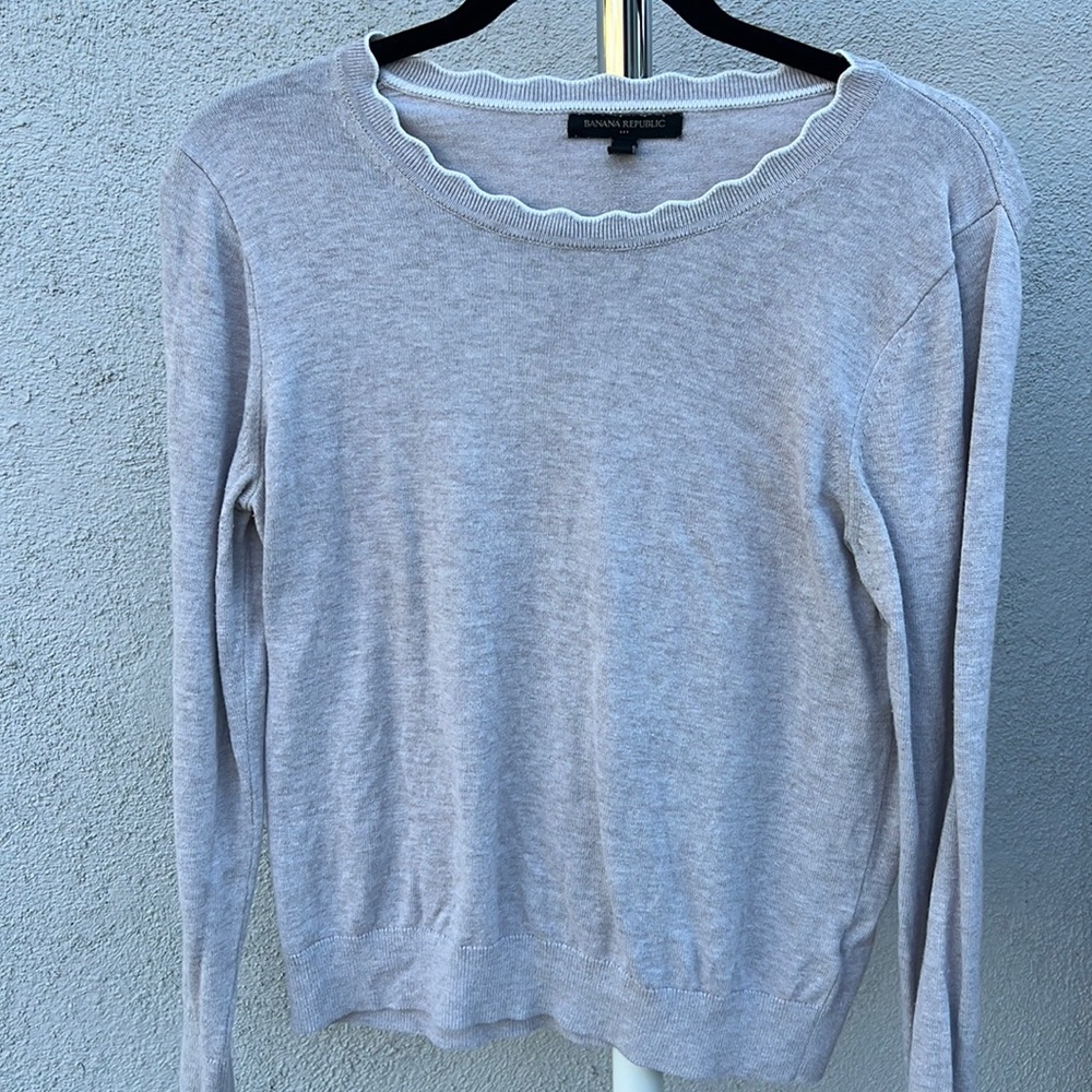 Scalloped neck sweater top